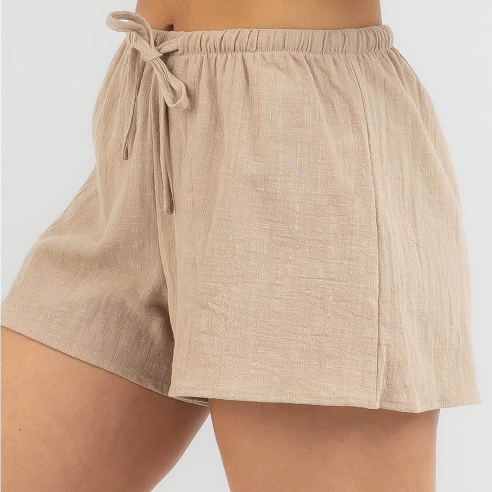 Hollister Tan High Waist Linen Shorts